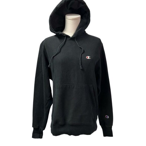Champion Reverse Weave Fleece Pullover Hoodie Black Womens Size Small Classic - Picture 1 of 16